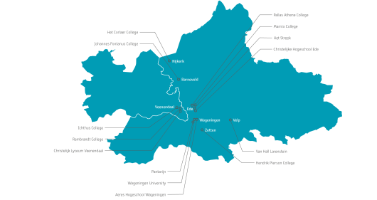 Kaart Food Valley Scholennetwerk