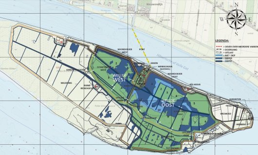 In het blauwgroen gearceerde deel van Tiengemeten komt de waterteunisbloem voor